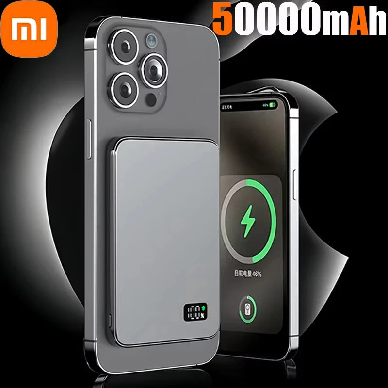 50000mAh Magnetic Wireless Thin Ultra Power Bank For MagSafe Fast Charging Portable Battery Display Power Bank