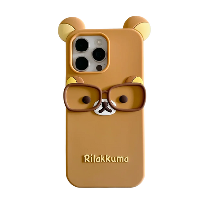 New Glasses Rilakkuma For iPhone 17 16 15 14 13 12 11 Pro Max Plus 6 7 8 Plus Silicone Soft Cover Case