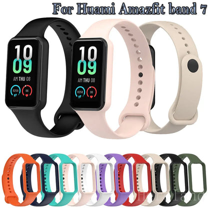 Silicone WatchStrap For Huami Amazfit Band 7 SmartWatch Band Bracelet Soprt Wristband For Amazfit band7 Strap Buckle new
