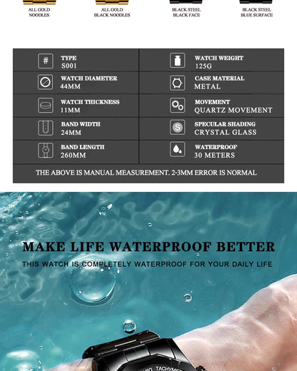 Brand Luxury Watch Fashion Casual Military Quartz Sports Wristwatch Full Steel Waterproof Men's Clock Relogio Masculino