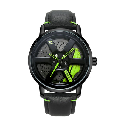 NS Men's Car wheel hub watch Minimalist Fashion Sports Watch Calendar Leather casual Quartz watch