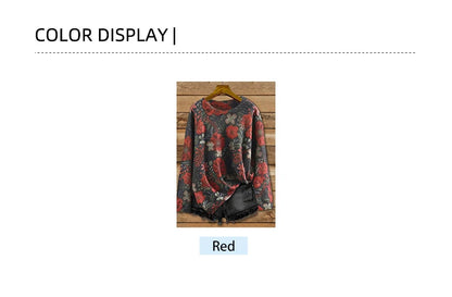 plus Size Printed Crew Neck Knit Sweater for Women Loose Casual Autumn Winter Top Trendy Fashion Best Choice