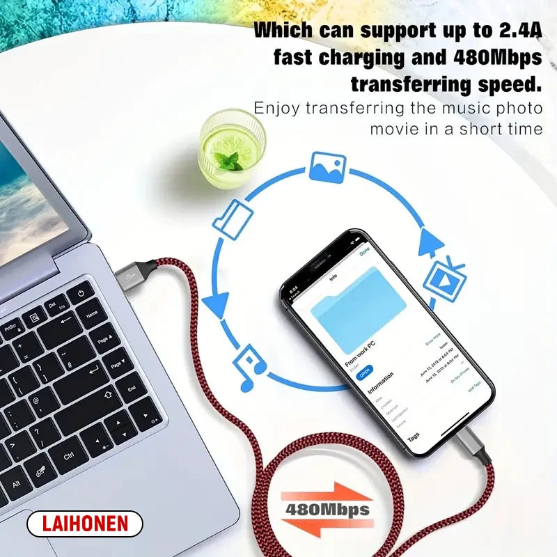 1M 2M 3M USB A To Lightning MFi Certified  Cable For iPhone 14 13 12 11 X XR Pro Max Fast Charging Cable Charger Data Wire Cord