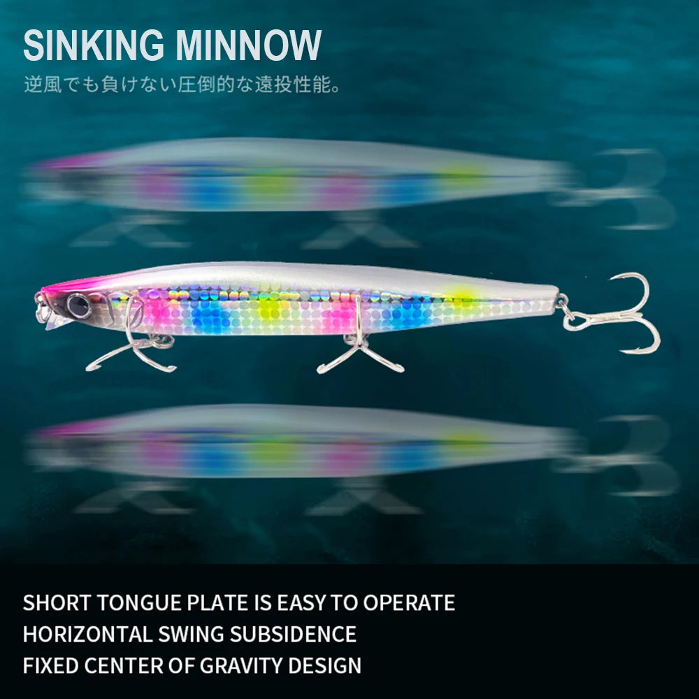 Lures Minnow Wobbler Long Casting Sinking Heavy Shot Artificial Hard Bait Fishing Accessories Decoy MN707