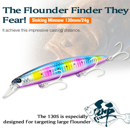 Sinking Minnow Fishing Lure SCOUT 130mm 24g Long Casting Seabass Flounder Artificial Large Sea Fishing Hard Baits