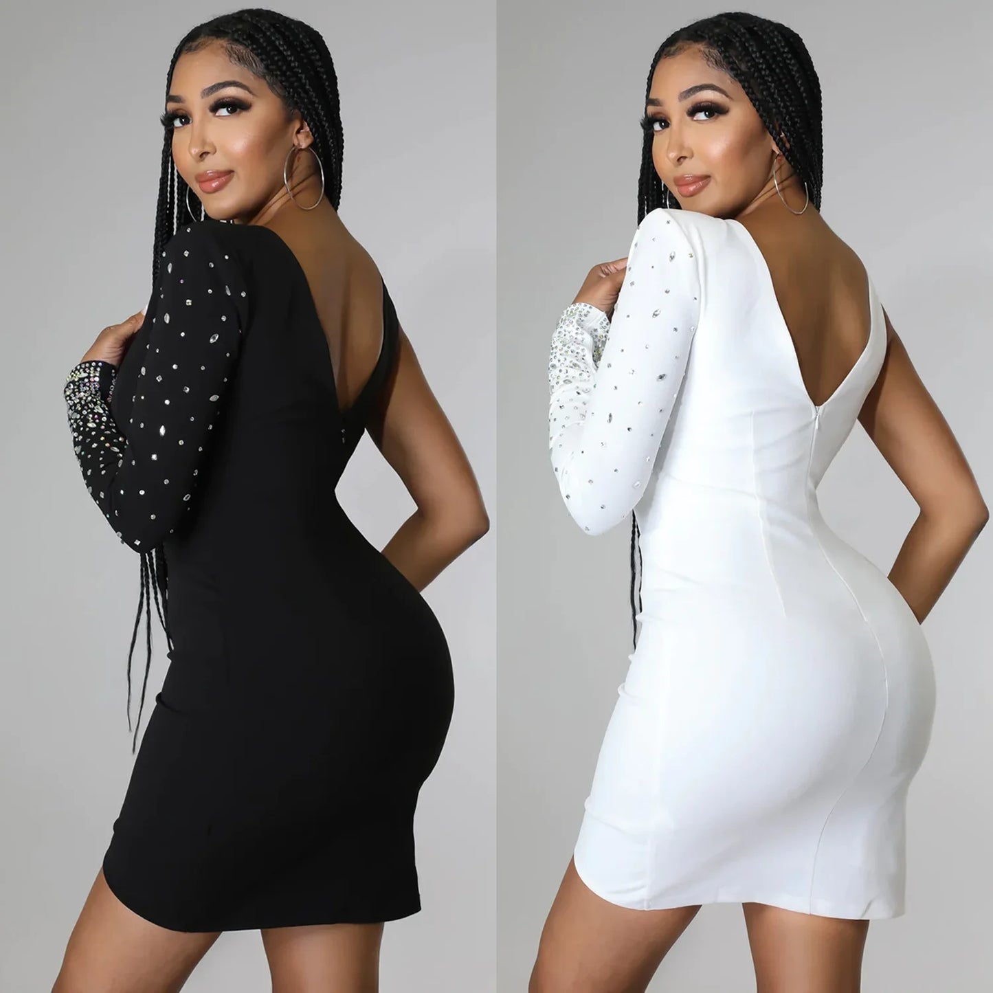 Fashionable Sexy Spaghetti Strap Rhinestone Embellished Cross-Border Summer Dress European American Style