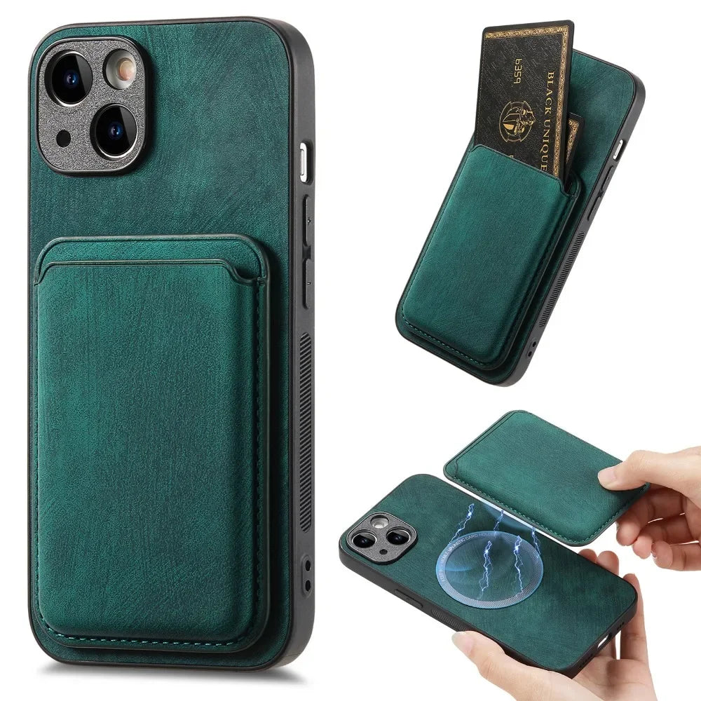 Vintage Leather Case with Detachable Magnetic Wallet Card Holder For iPhone 17 Air 16e 16 Pro Max 15 14 Plus 13 12 11