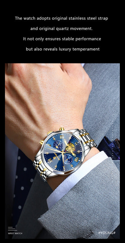 POEDAGAR Luxury Men Watch Top Original Waterproof Luminous Chronograph Man Wristwatch Stainless Steel Quartz Men's Watches Reloj