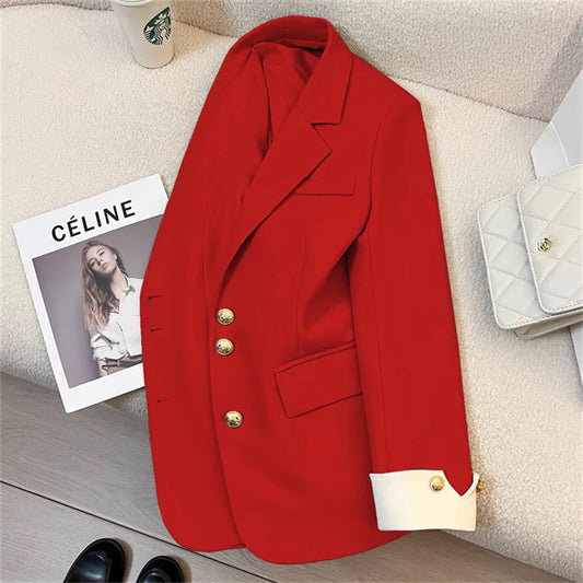 Spring Autumn Casual Suit Jacket Vintage Women's Blazers Single-breasted Office Coat Lady Blazers Streetwear Outerwear 19 Colors