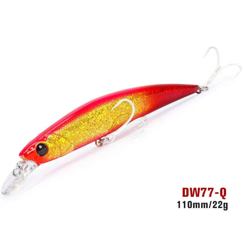 Sinking Minnow 110S DW77 110mm 22g Long Casting Fishing Lure Large Trout Seabass Sea Fishing Hard bait