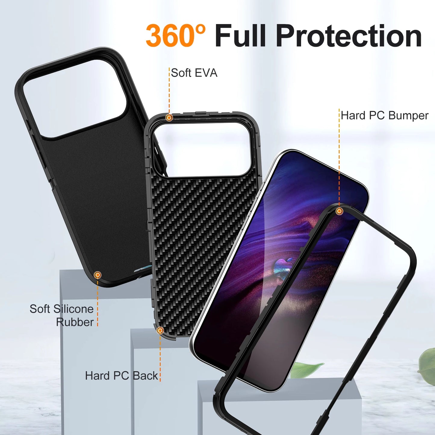 Hybrid Armor Shockproof Defend Case For iPhone 17 Pro Max 17Air 16Pro 16e 16Plus 17 Heavy Duty Protection Rugged Cover