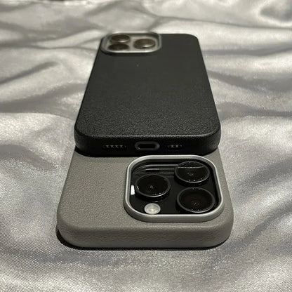 Luxury Matte Leather Phone Case For iPhone 17 16 15 14 13 12 11 Pro Max X XS XR 7 8 Plus SE2 Lens Protection Shockproof Cover