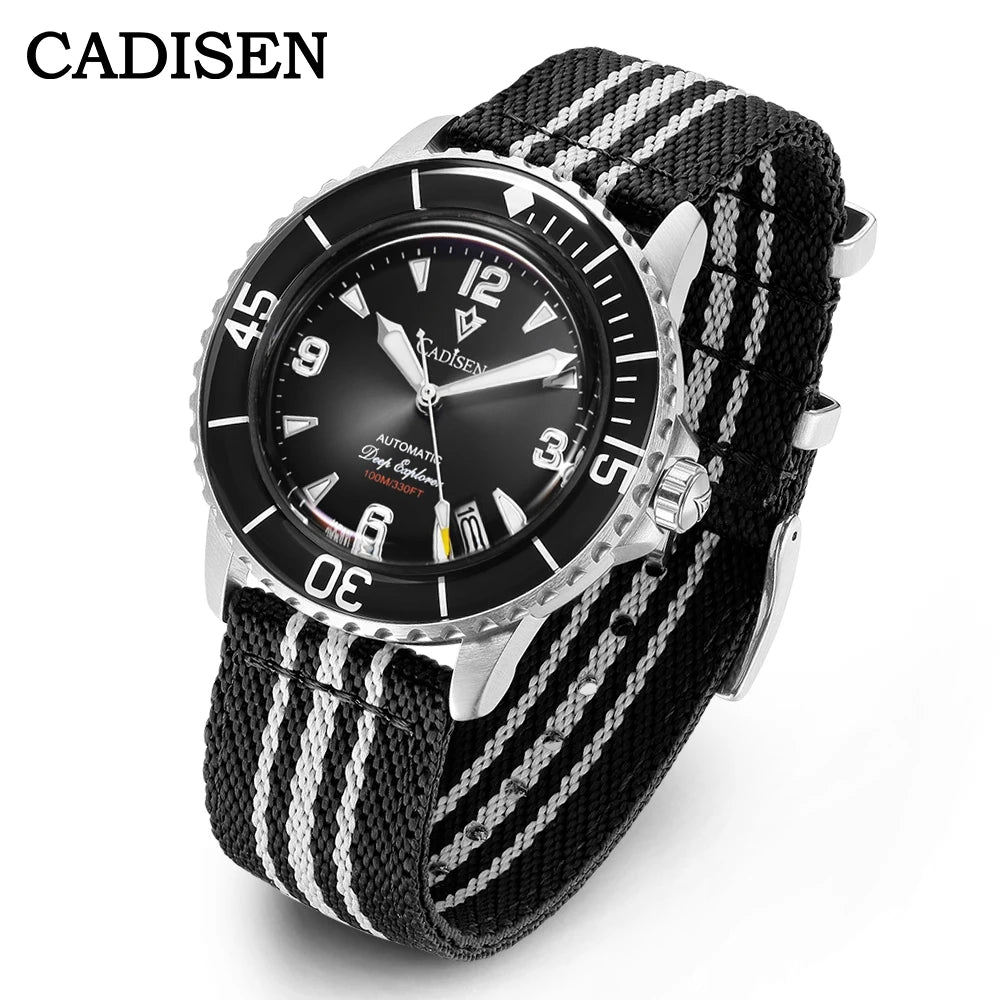 CADISEN Deep Explorer Automatic Mechanical Watch Man Canvas Strap Wristwatch MIYOTA  Luxury Luminous Waterproof Watches
