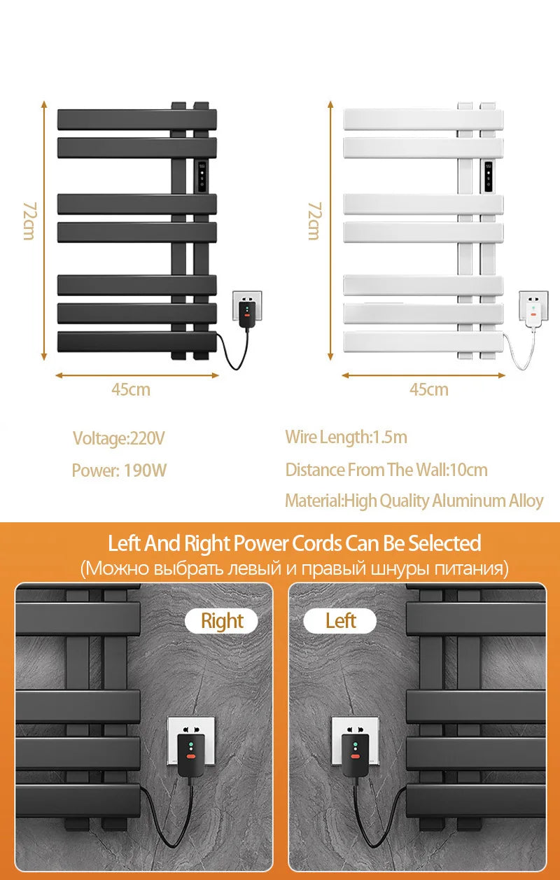 Bathroom Towel Radiator Electric Towel Rail Smart Touch Thermostatic Electric Heating Towel Rack 220V Energy Saving Towel Warmer