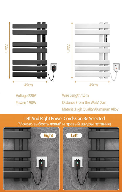 Bathroom Towel Radiator Electric Towel Rail Smart Touch Thermostatic Electric Heating Towel Rack 220V Energy Saving Towel Warmer