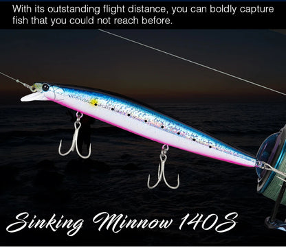 Minnow Sea Fishing Lure STINIGER 140mm 26g Piston Weight Ultra Long Casting Seabass Inshore Hard Baits