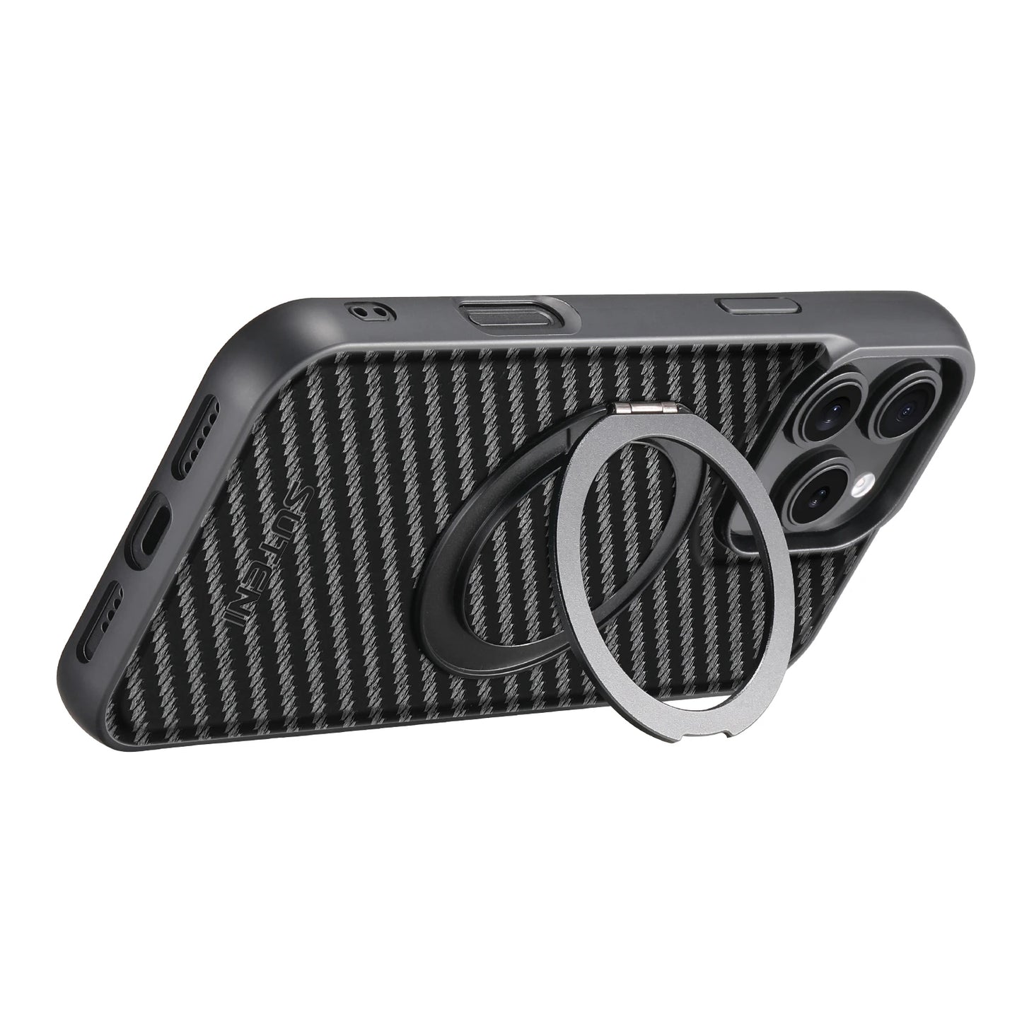 Compatible MagSafe Wireless Charging Strong Magnetic 360° Rotating Ring Stand PU Leather Phone Case For iPhone 17 16 15 14 13 12