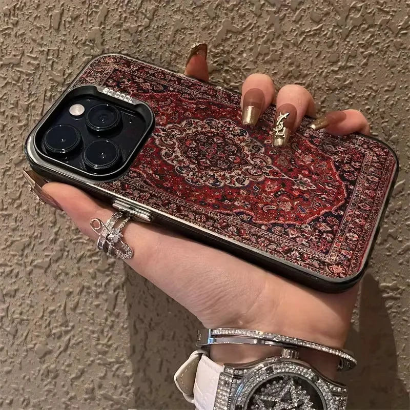 Phone Case For iPhone 17 16 15 13 11 12 14 Pro Max X XS XR se 2022 7 8 16 Plus Nordic Retro American Ethnic Patterns Back Cover