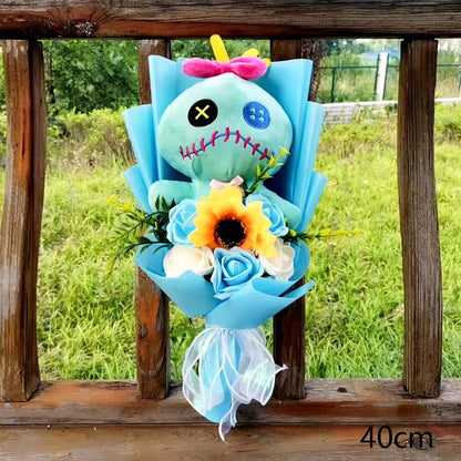 Lilo & Stitch Bouquet Major Holiday Gift PVC Rose Sunflower Anime Stuffed Doll Birthday Girl Valentine'S Christmas Day Girl Gift