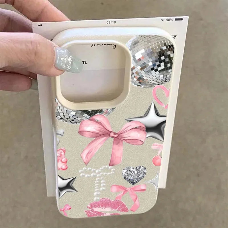 For iPhone 17 16 15 14 13 12 11 Pro Max Case Vintage Lip Print Leopard Print Pool Cover For iPhone 17Air 16 15Plus X XS XR Funda