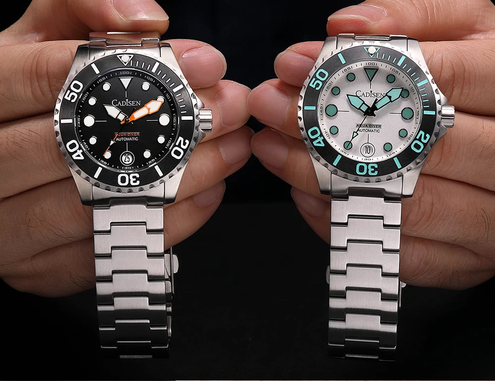 CADISEN AQUA DIVER Brand Luxury Men Watches Automatic Watch Japan NH35A 100M Waterproof Luminous Mechanical Wristwatch