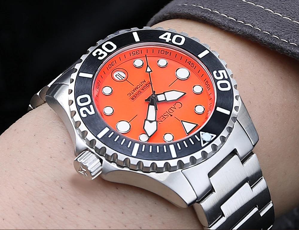CADISEN AQUA DIVER Brand Luxury Men Watches Automatic Watch Japan NH35A 100M Waterproof Luminous Mechanical Wristwatch