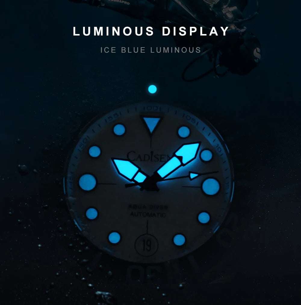 CADISEN AQUA DIVER Brand Luxury Men Watches Automatic Watch Japan NH35A 100M Waterproof Luminous Mechanical Wristwatch