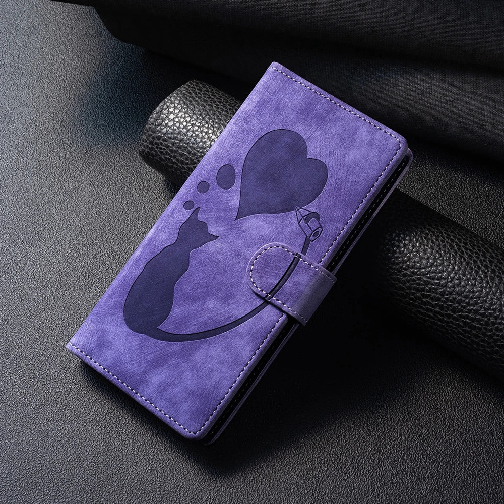 IPhone 17 Flip Case for Coque iPhone 15 16 14 13 12 11 Pro Max iPhon 15 Plus Cases Cute Cat Butterfly Leather Wallet Back Cover