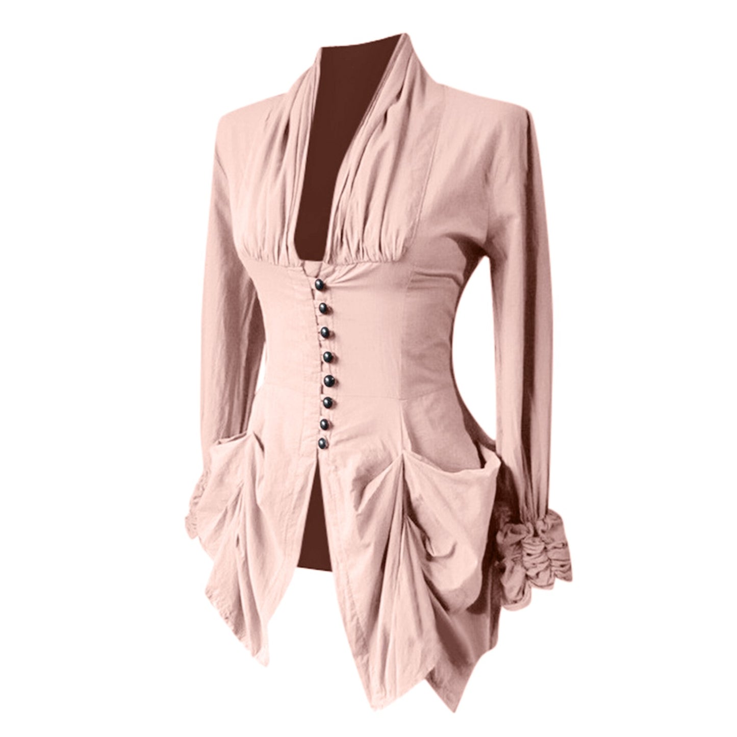 Vintage Halloween Gothic Shirts For Women Medieval Autumn Stand Collar Womens Tops And Blouses Ruffles Irregular Slim Shirts