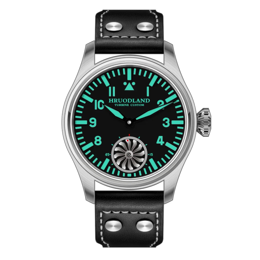 Hruodland F016 Pilot Watch Seagull Movement Mechanical BGW-9 Luminous Sapphire Crystal F016 Turbine 43mm Men Retro Pilot Watch