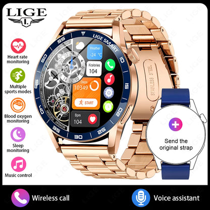 LIGE 2025 New Smartwatch Men For Android iOS Phone 1.38" HD Bluetooth Call Heart Rate Monitor Waterproof Sport Smart Watch Women