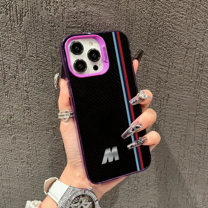 Striped letter M pattern phone case for iPhone 17 16 15 14 13 12 11 Pro Max/Pro/Plus Drop and shock resistant back cover
