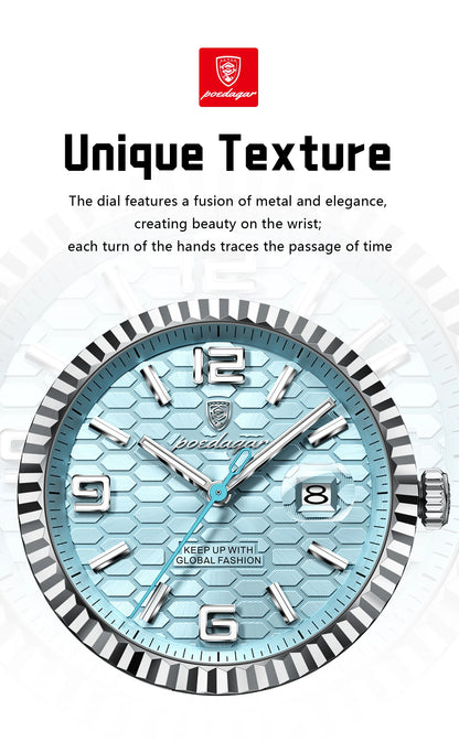 POEDAGAR High Quality Original Men Clock Waterproof Luminous Date Luxury Man Watch Stainless Steel Quartz Men's Watches Male+Box