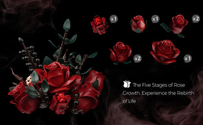 SupreOwls Skull Flowers Building Blocks Set Gothic Roses Bouquet Toy Skeleton Planter Pot Floral Decor Halloween Gifts for Adult