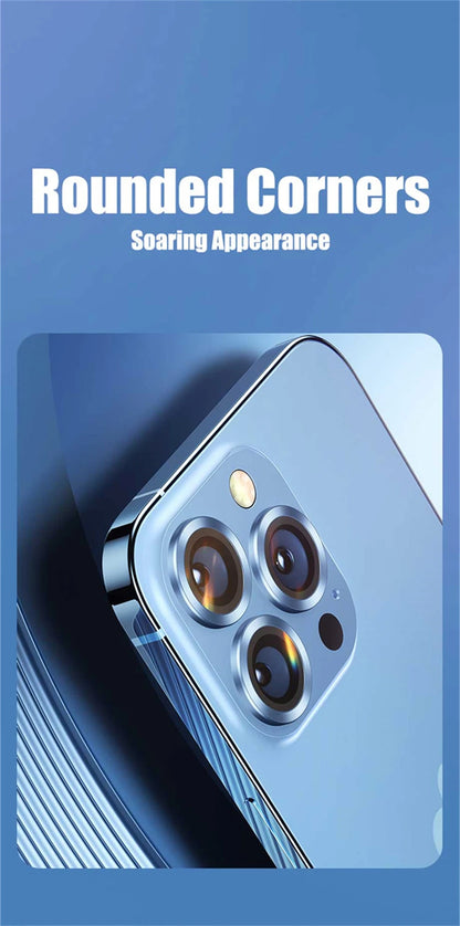 Protector For iPhone 16 Pro Max 15 14 13 12 Mini Pro Max Metal Ring Tempered Glass Lens Cover Cap