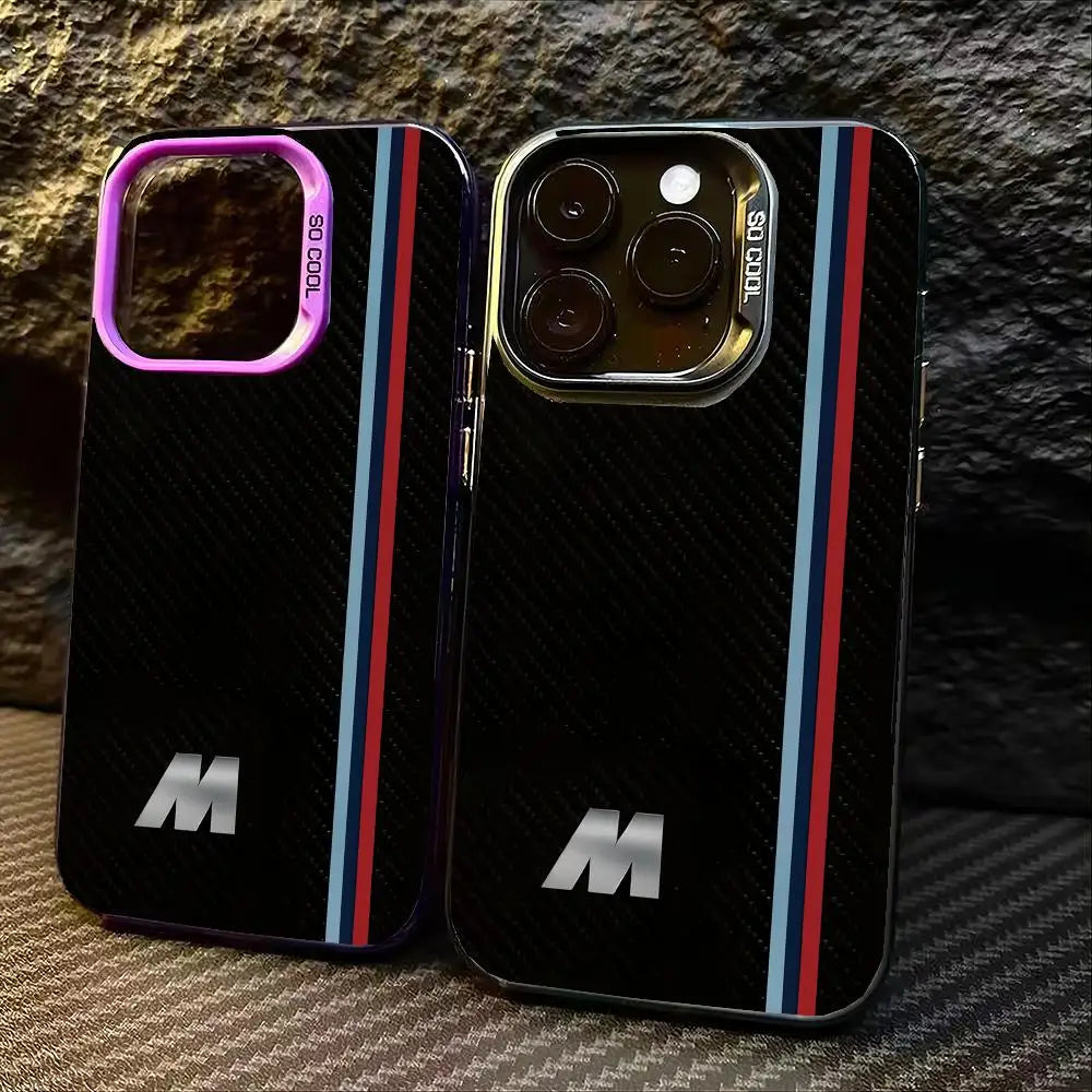 Striped letter M pattern phone case for iPhone 17 16 15 14 13 12 11 Pro Max/Pro/Plus Drop and shock resistant back cover