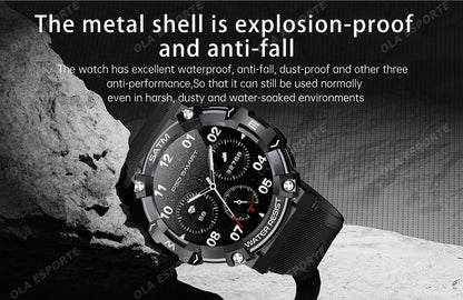 Outdoor Military Smartwatch For Men Health Monitor Bluetooth Call Voice Assistant GPS Sports Waterproof Men Smartwatch 2024