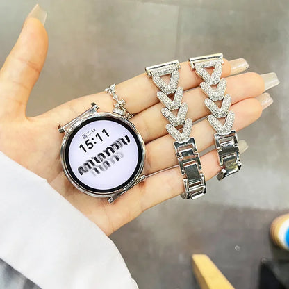 Metal Diamond strap for Samsung Galaxy Watch 7/6/5 pro/4/Classic/active Gear s3 20mm 22mm bracelet Huawei GT/2/GT2/3 Pro 4 band