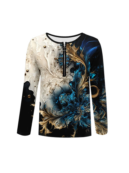 Summer new fashion 2025 women's casual long-sleeved printed T-shirt