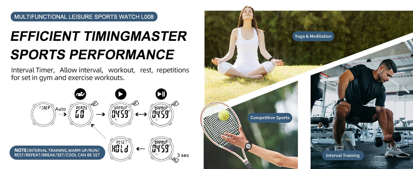 EZON Digital Sports Watch L008D, Waterproof Sports watch with Interval Timer/Chronograph/Lap Timing/Alarm for Men and Women