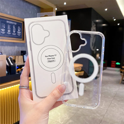Magsafe Magnetic Phone Case For iphone 17 17Air 11 12 13 Mini 14 15 16 Pro Max XR X XS 7 8 Plus Hard Transparent Back Cover