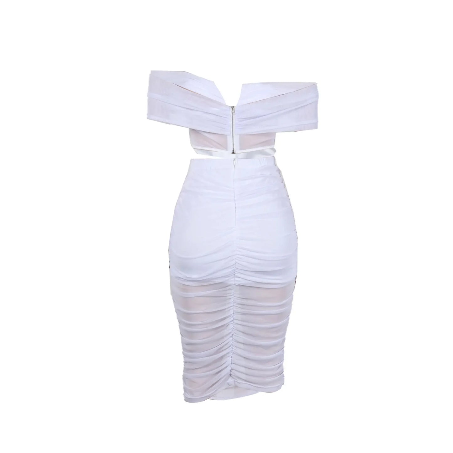 Slimming Mesh Splice Bum Covering Visibility Elastic Off-Shoulder 2-Piece Set European And American Style