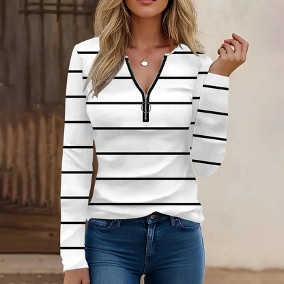 Summer new fashion 2025 women's casual long-sleeved printed T-shirt