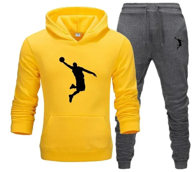 A new 2-piece set for men's casual sports hooded pullovers and sweatpants for outdoor jogging in Europe and America in 2025