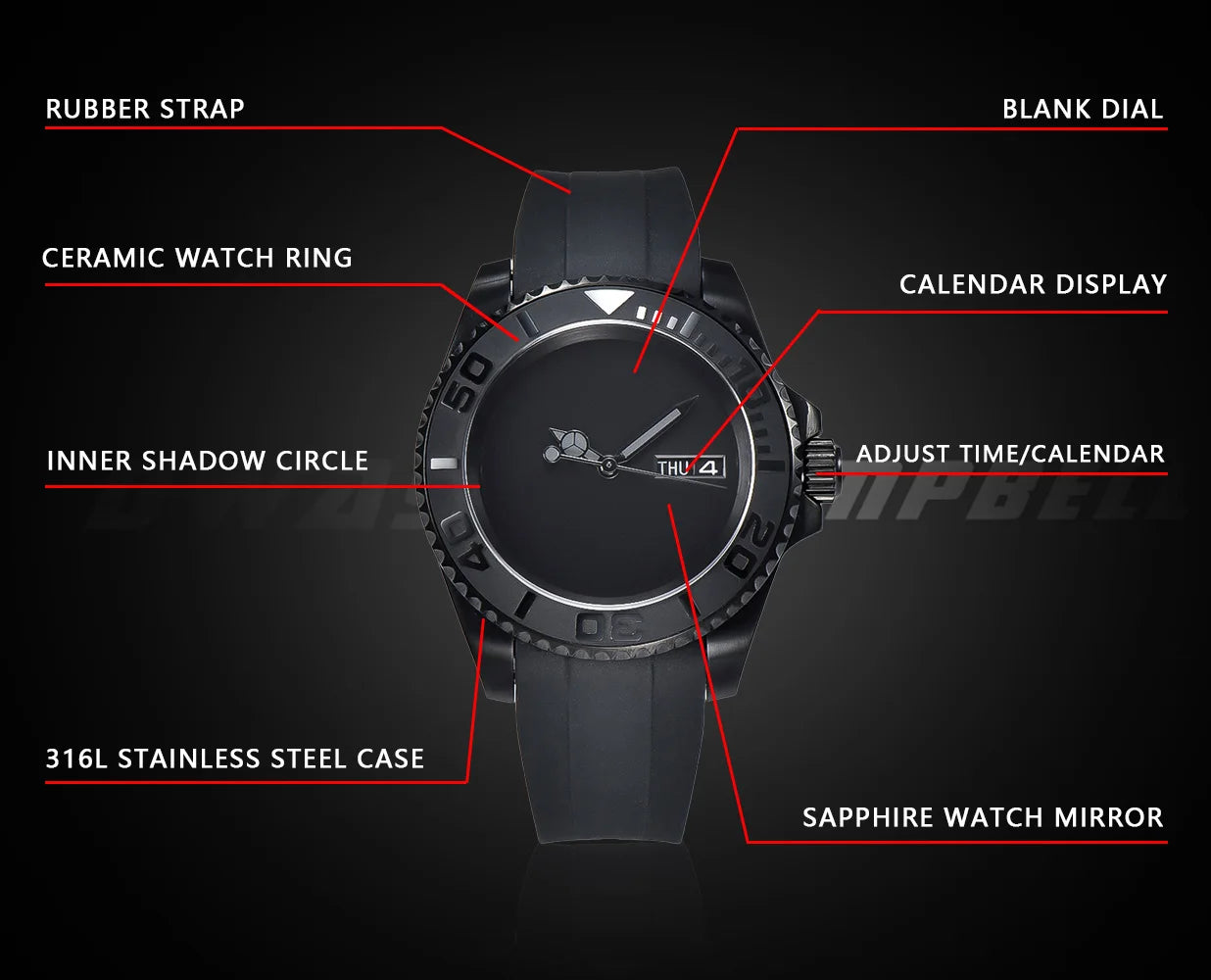 40.5mm Diving Automatic Mechanical Men's watches NH36 Movement Ceramic Bezel Waterproof Wristwatch Sapphire GMT Case 20 Strap