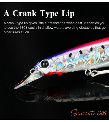 Sinking Minnow Fishing Lure SCOUT 130mm 24g Long Casting Seabass Flounder Artificial Large Sea Fishing Hard Baits
