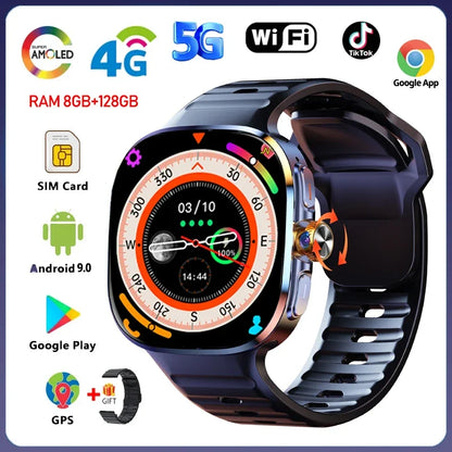 Smart Watch 720*720 AMOLED 2.40 inch Screen Video Call 8GB+128GB RAM 2100 mAh Google Play WIFI GPS Smartwatch