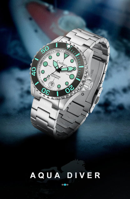 CADISEN AQUA DIVER Brand Luxury Men Watches Automatic Watch Japan NH35A 100M Waterproof Luminous Mechanical Wristwatch