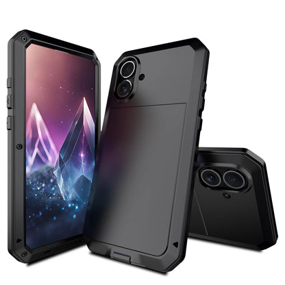 Shockproof Metal Glass Case for iPhone 17 16 15 14 Plus 13 12 11 Pro Max XR Xs Max SE 8 7 Heavy Duty Anti-slip Anti-Abrasion