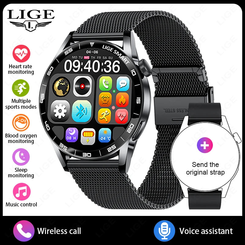 LIGE 2025 New Smartwatch Men For Android iOS Phone 1.38" HD Bluetooth Call Heart Rate Monitor Waterproof Sport Smart Watch Women